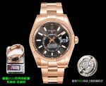 AR Factory Rolex Sky-Dweller 42mm 9002 Movement Grey Face Rose Gold Oyster Band Watch